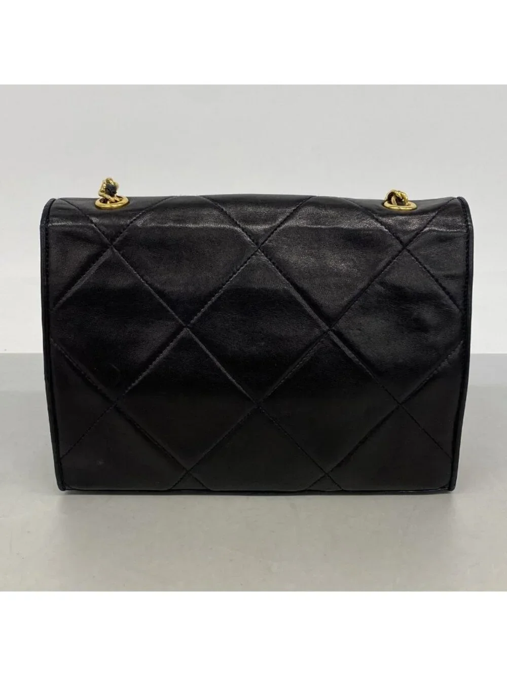 Chanel Shoulder Bag Lambskin Black Gold